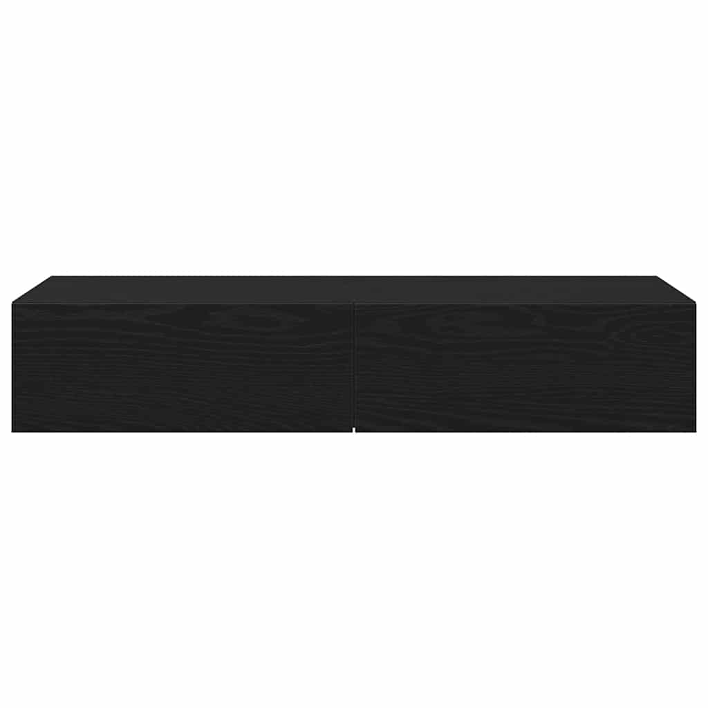 Scaffale a Parete con Cassetti Nero 100x36x19 cm in Truciolato