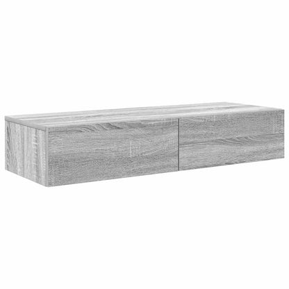 Scaffale a Parete con Cassetti Grigio 100x36x19cm in Truciolato