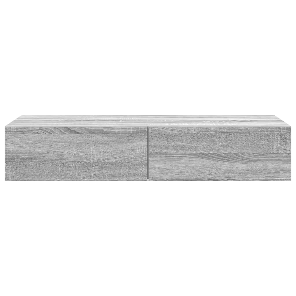 Scaffale a Parete con Cassetti Grigio 100x36x19cm in Truciolato