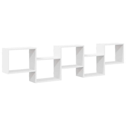Mensola a Cubo da Parete 5 Scomparti Legno Multistrato Bianco