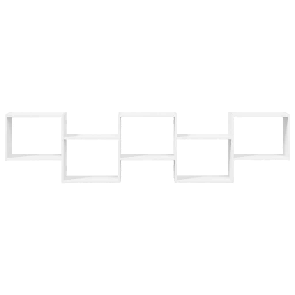 Mensola a Cubo da Parete 5 Scomparti Legno Multistrato Bianco