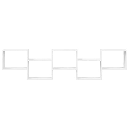 Mensola a Cubo da Parete 5 Scomparti Legno Multistrato Bianco