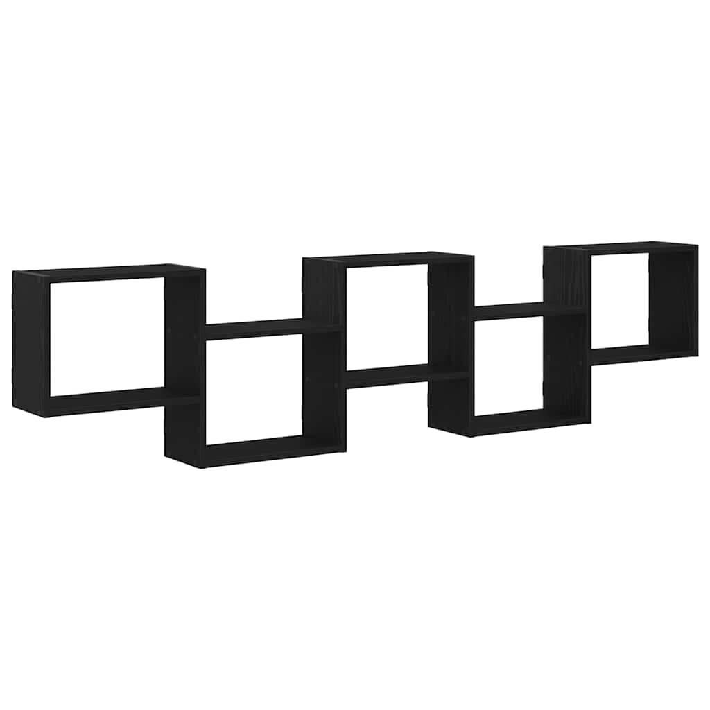 Mensola a Cubo da Parete 5 Scomparti Legno Multistrato Nero