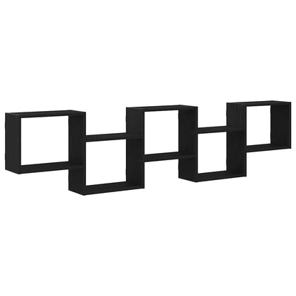 Mensola a Cubo da Parete 5 Scomparti Legno Multistrato Nero