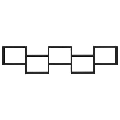 Mensola a Cubo da Parete 5 Scomparti Legno Multistrato Nero
