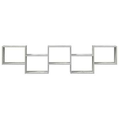 Mensola a Cubo da Parete 5 Scomparti Truciolato Grigio Cemento