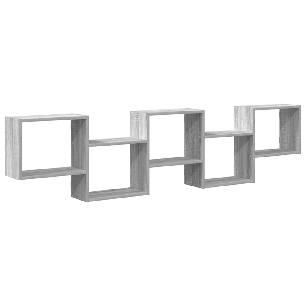 Mensola a Cubo da Parete 5 Scomparti Truciolato Sonoma Grigio