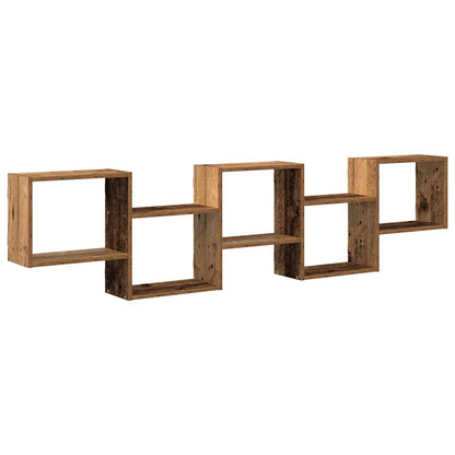 Mensola a Cubo da Parete 5 Scomparti Truciolato Legno Antico