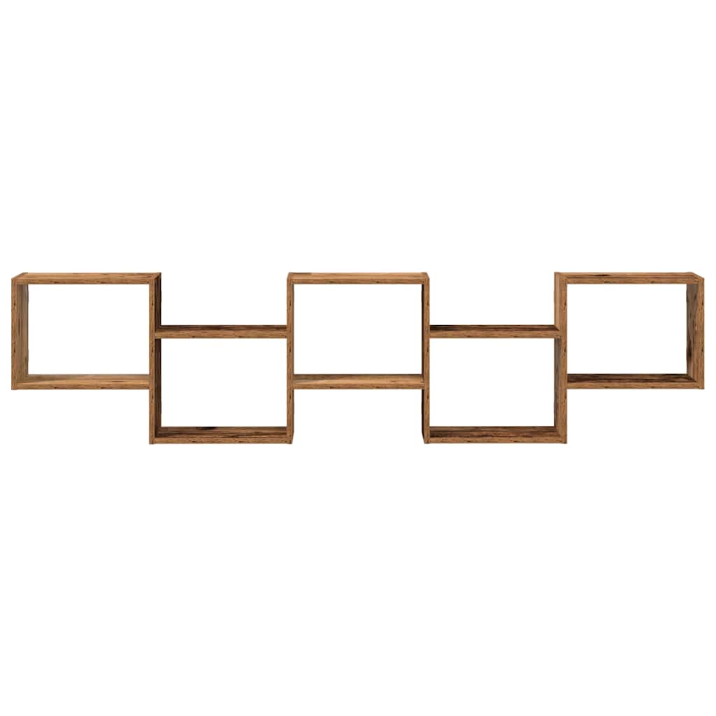 Mensola a Cubo da Parete 5 Scomparti Truciolato Legno Antico
