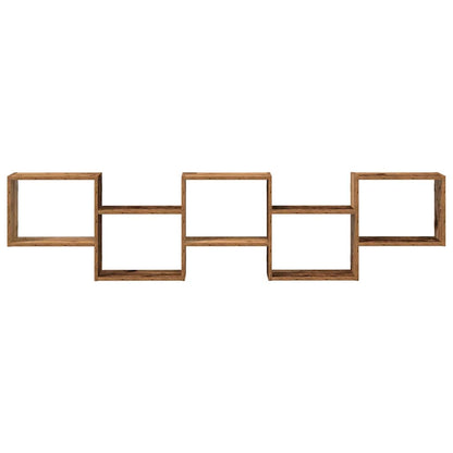 Mensola a Cubo da Parete 5 Scomparti Truciolato Legno Antico