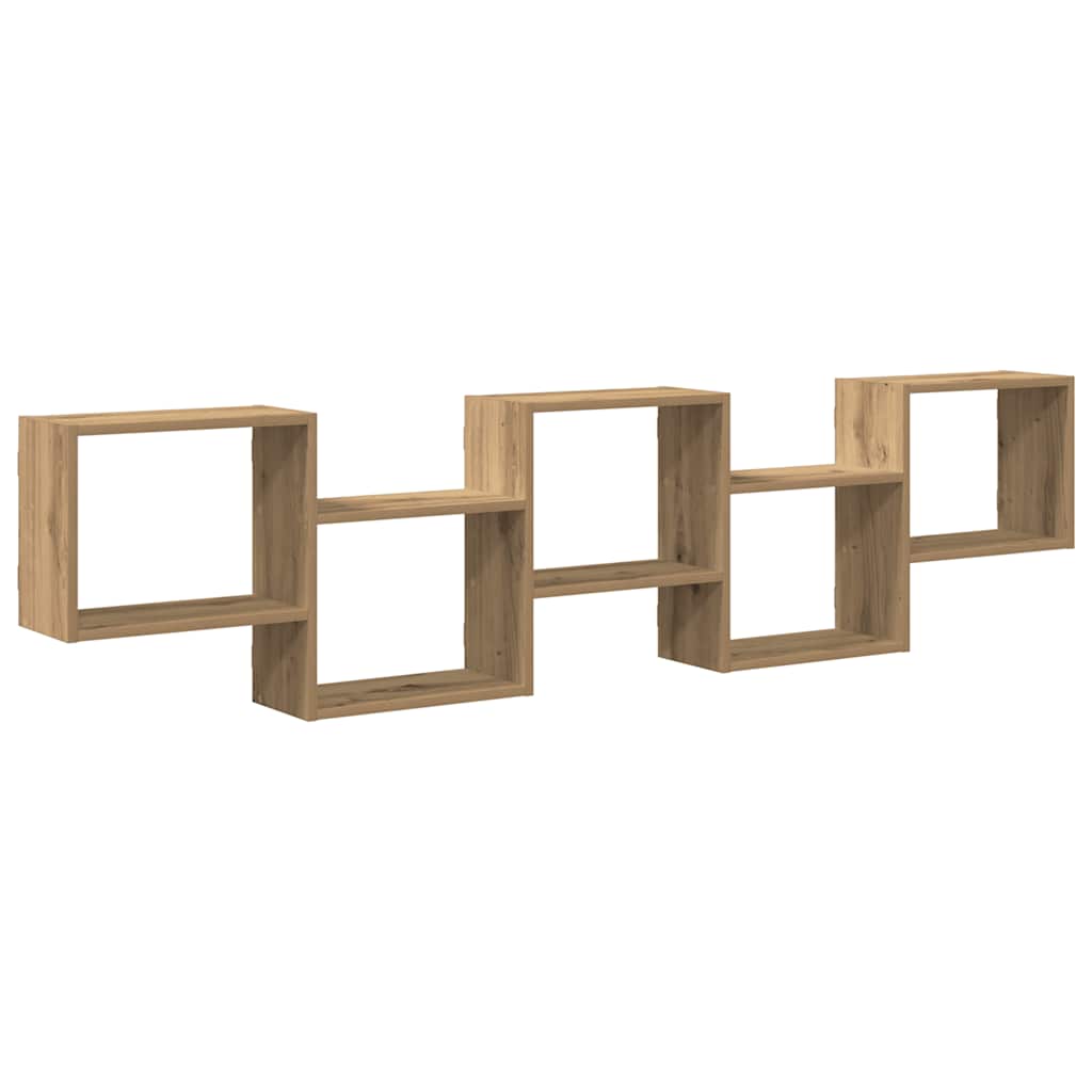 Scaffale Cubo Parete 5 Scomparti Truciolato Rovere Artigianale