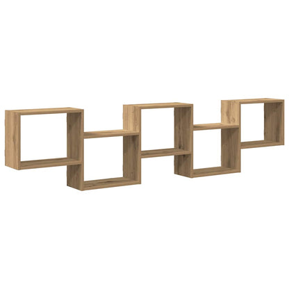 Scaffale Cubo Parete 5 Scomparti Truciolato Rovere Artigianale