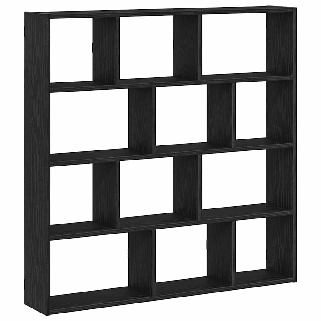 Mensola a Cubo da Parete 12 Scomparti Nero in Truciolato