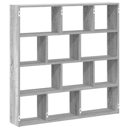 Mensola a Cubo da Muro 12 Scomparti in Truciolato Sonoma Grigio