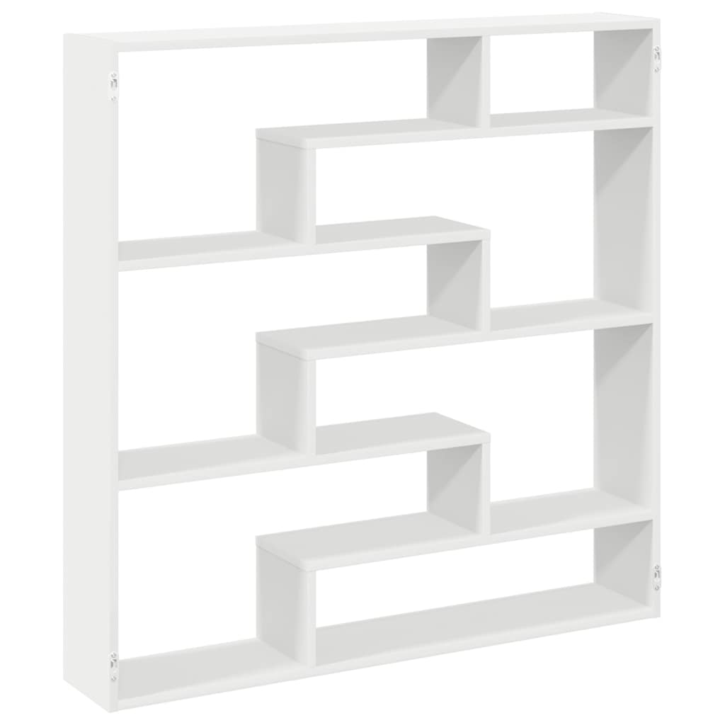 Mensola a Cubo da Parete 7 Scomparti in Truciolato Bianco