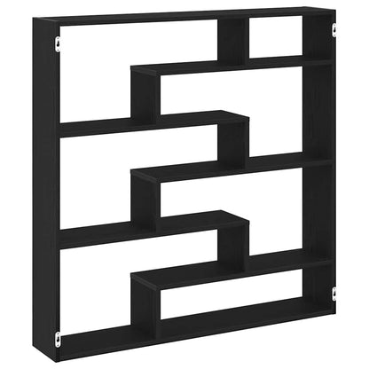 Mensola a Cubo da Parete 7 Scomparti in Truciolato Nero