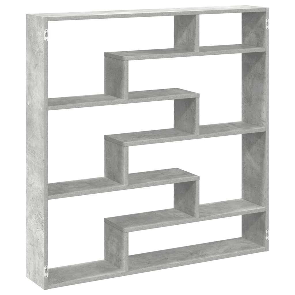 Mensola a Cubo da Parete 7 Scomparti Truciolato Grigio Cemento