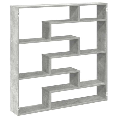 Mensola a Cubo da Parete 7 Scomparti Truciolato Grigio Cemento