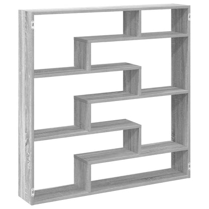 Mensola a Cubo da Parete 7 Scomparti Truciolato Grigio Sonoma