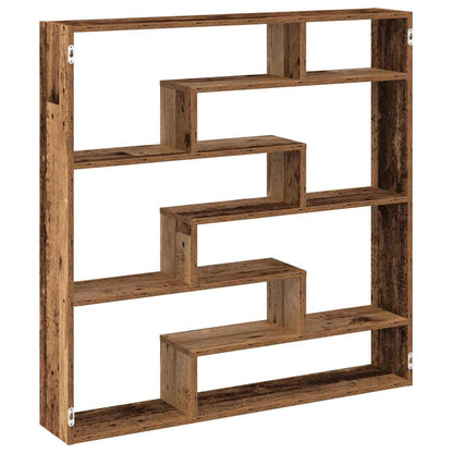 Mensola a Cubo da Parete 7 Scomparti in Truciolato Legno Antico