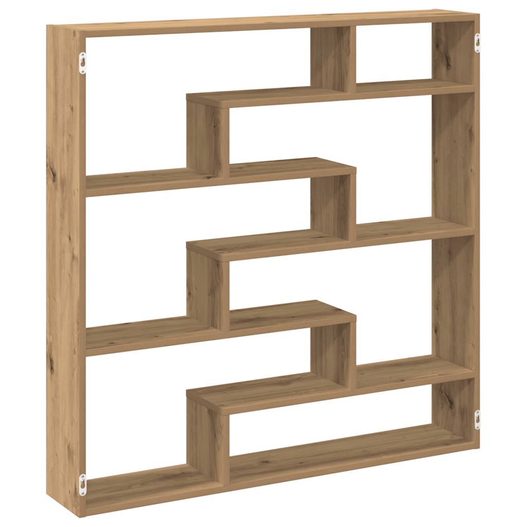 Scaffale Cubo Parete 7 Scomparti Truciolato Rovere Artigianale