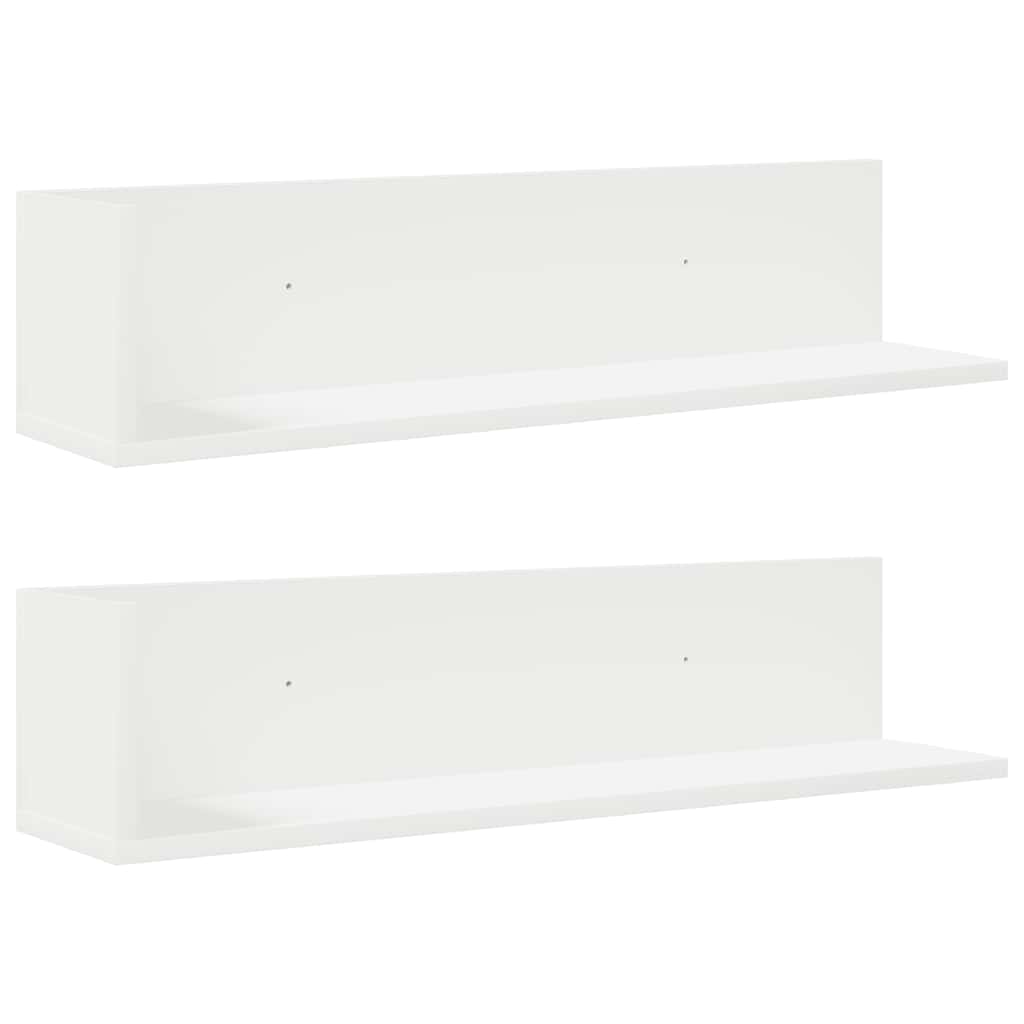 Mensole a Muro 2 pz Bianche 75x16,5x16,5 cm in Truciolato