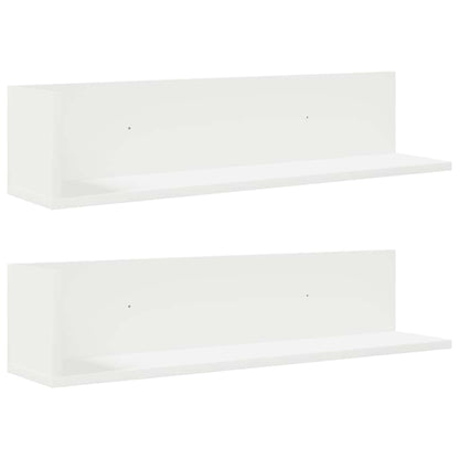 Mensole a Muro 2 pz Bianche 75x16,5x16,5 cm in Truciolato