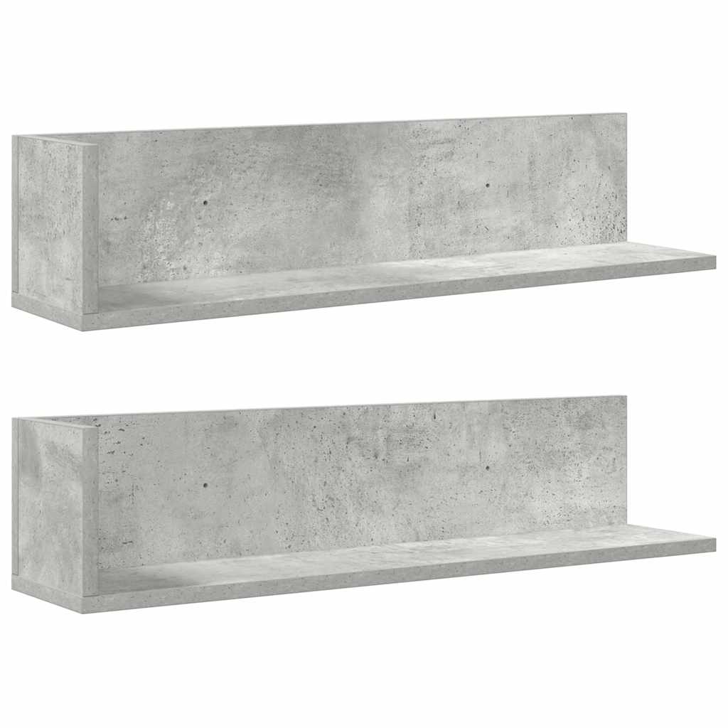 Mensole a Muro 2pz Grigio Cemento 75x16,5x16,5 cm in Truciolato