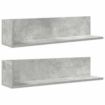 Mensole a Muro 2pz Grigio Cemento 75x16,5x16,5 cm in Truciolato