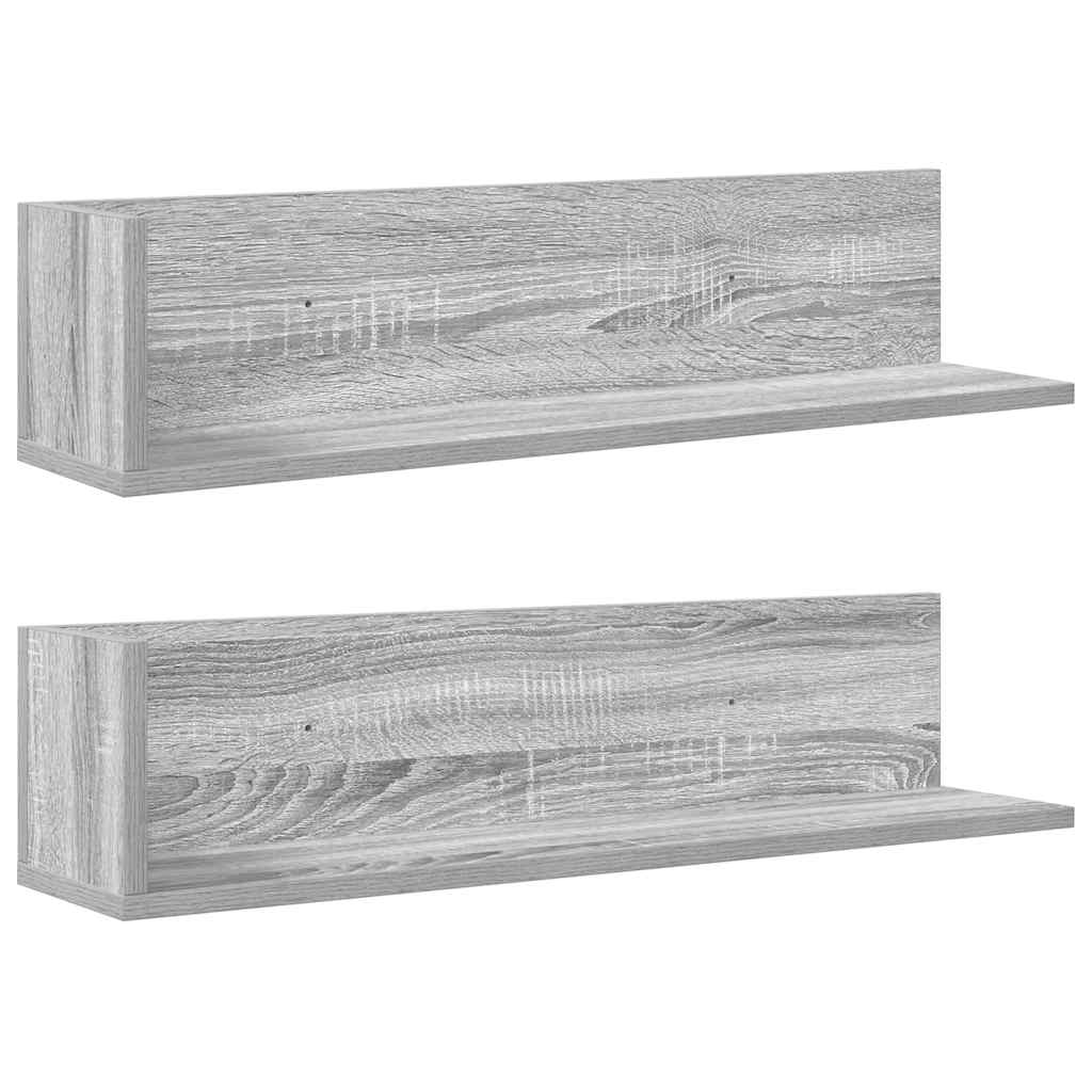 Mensole a Parete 2pz Grigio Sonoma 75x16,5x16,5cm in Truciolato