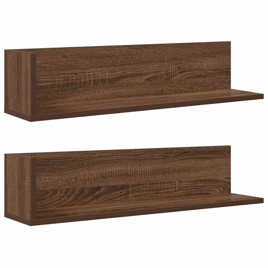 Mensole da Parete 2pz Rovere Marrone 75x16,5x16,5 cm Truciolato