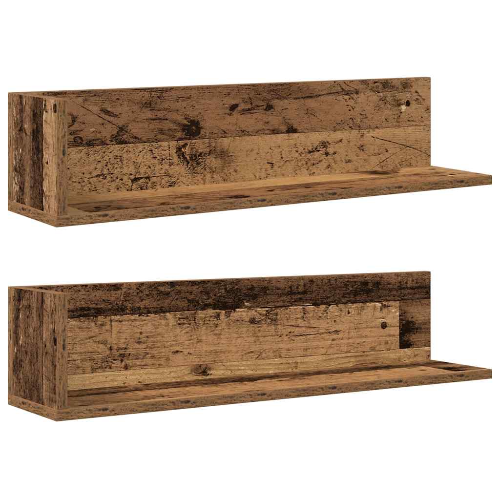 Mensole da Parete 2pz Legno Vecchio 75x16,5x16,5 cm Truciolato