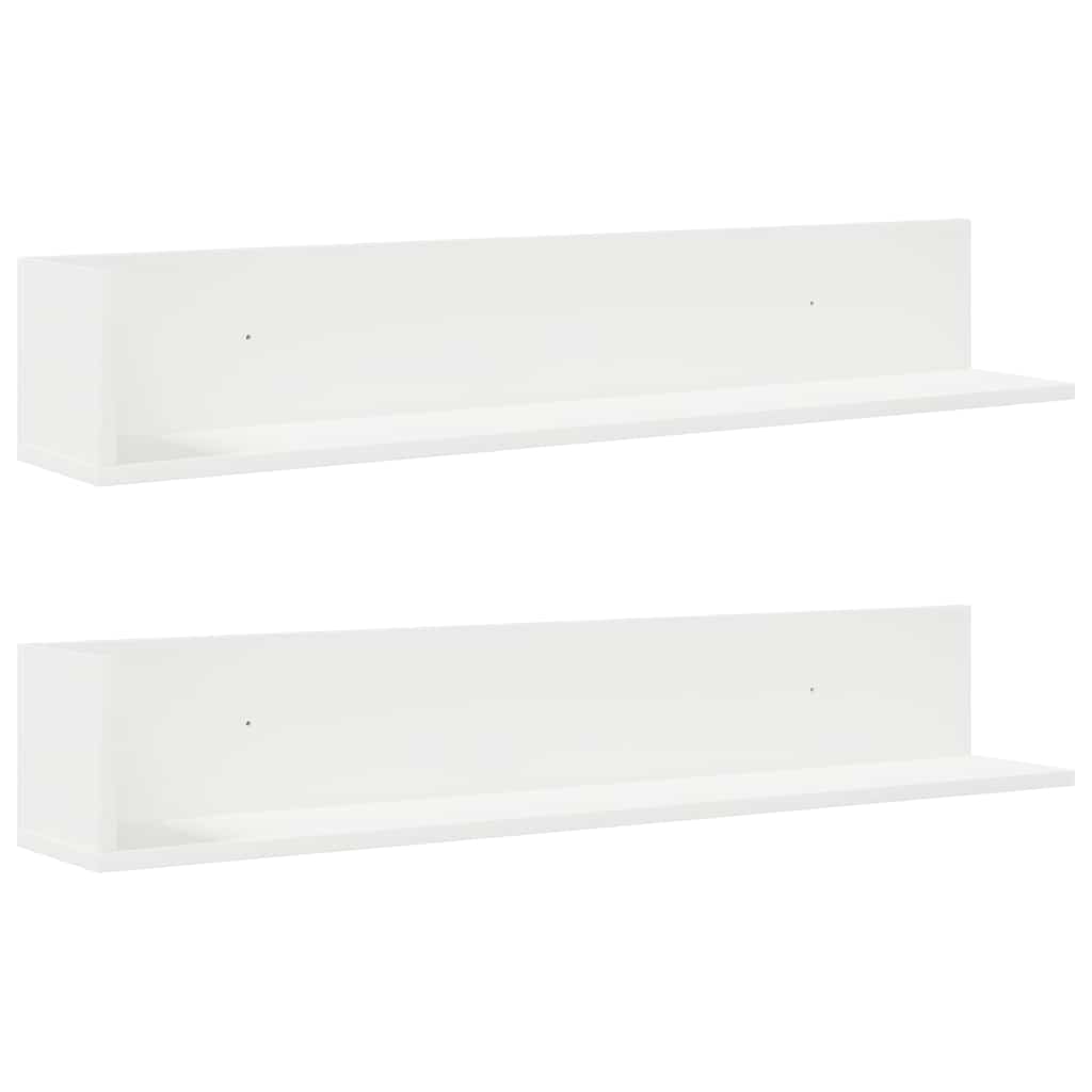 Mensole a Muro 2 pz Bianche 100x16,5x16,5 cm in Truciolato