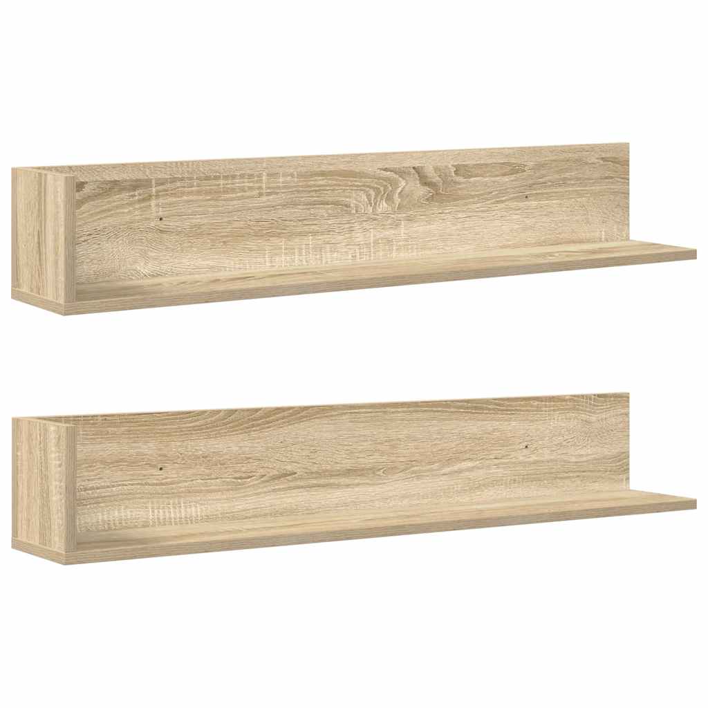 Mensole Parete 2pz Rovere Sonoma 100x16,5x16,5 cm in Truciolato