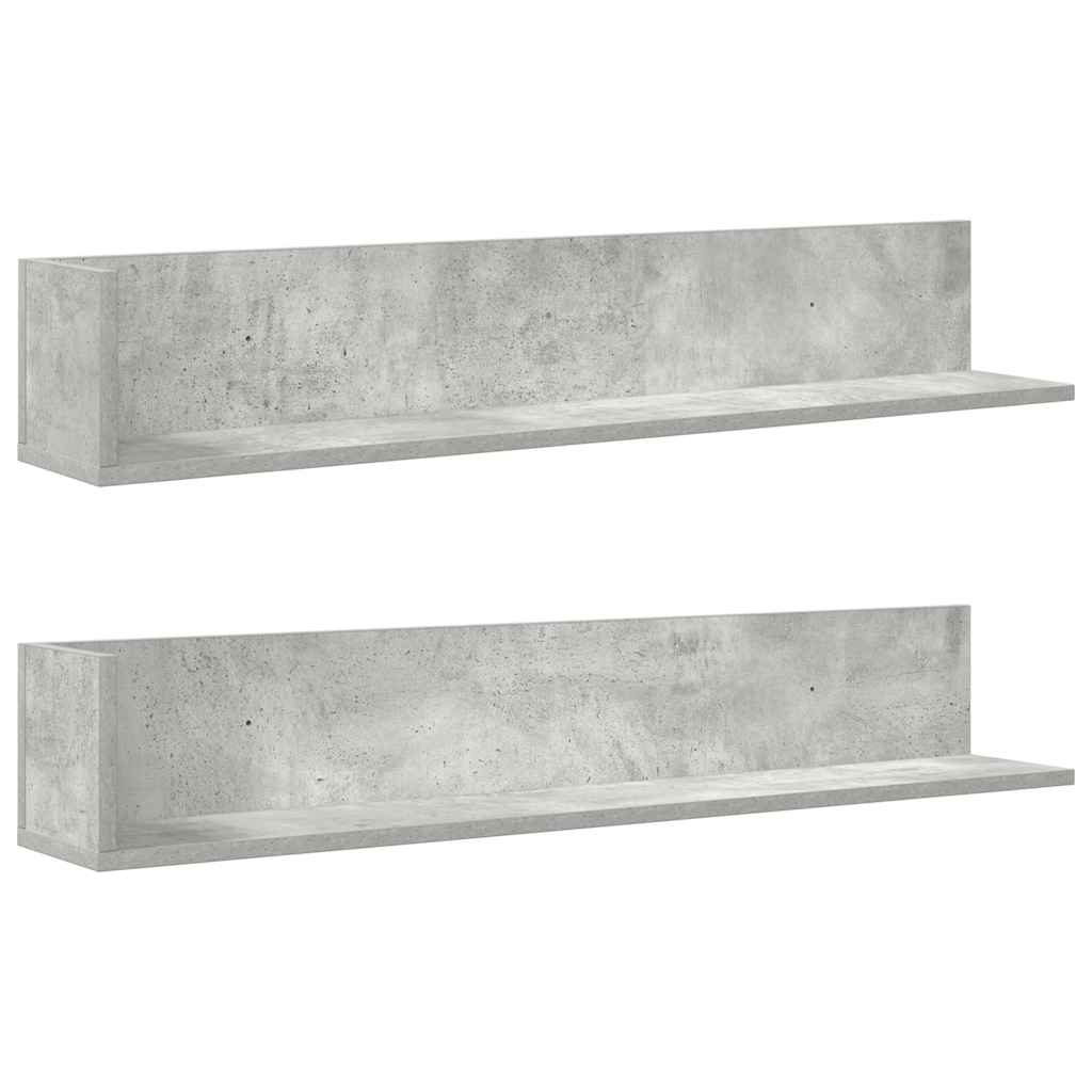 Mensole a Muro 2pz Grigio Cemento 100x16,5x16,5cm in Truciolato