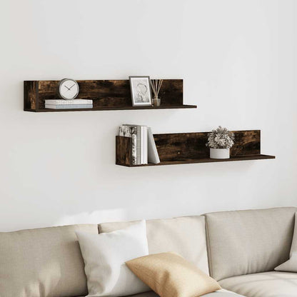 Mensole Parete 2pz Rovere Fumo 100x16,5x16,5 cm in Truciolato