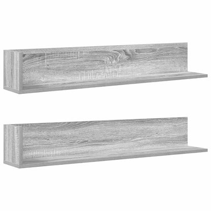 Mensole Parete 2pz Grigio Sonoma 100x16,5x16,5 cm in Truciolato