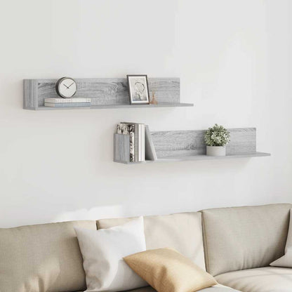 Mensole Parete 2pz Grigio Sonoma 100x16,5x16,5 cm in Truciolato