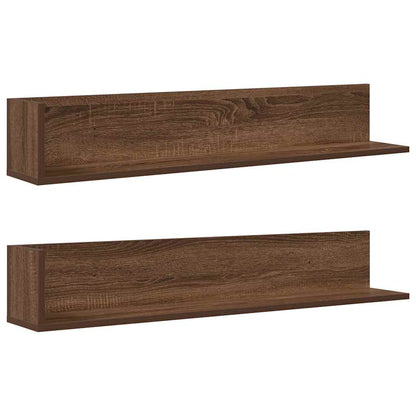 Mensole da Parete 2pz Rovere Marrone 100x16,5x16,5cm Truciolato