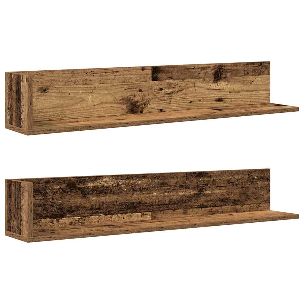 Mensole da Parete 2pz Legno Vecchio 100x16,5x16,5 cm Truciolato