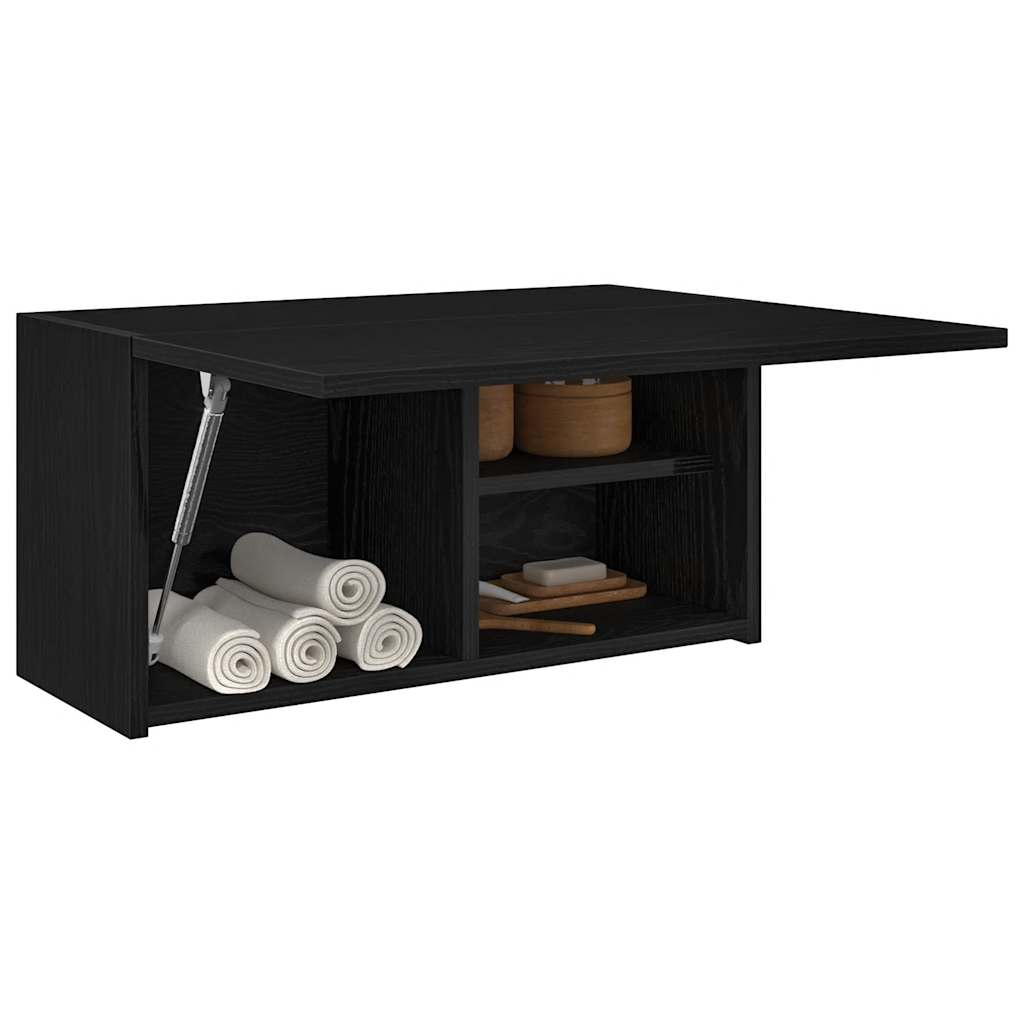Mobile da Bagno a Parete Nero 60x25x30 cm in Legno Multistrato