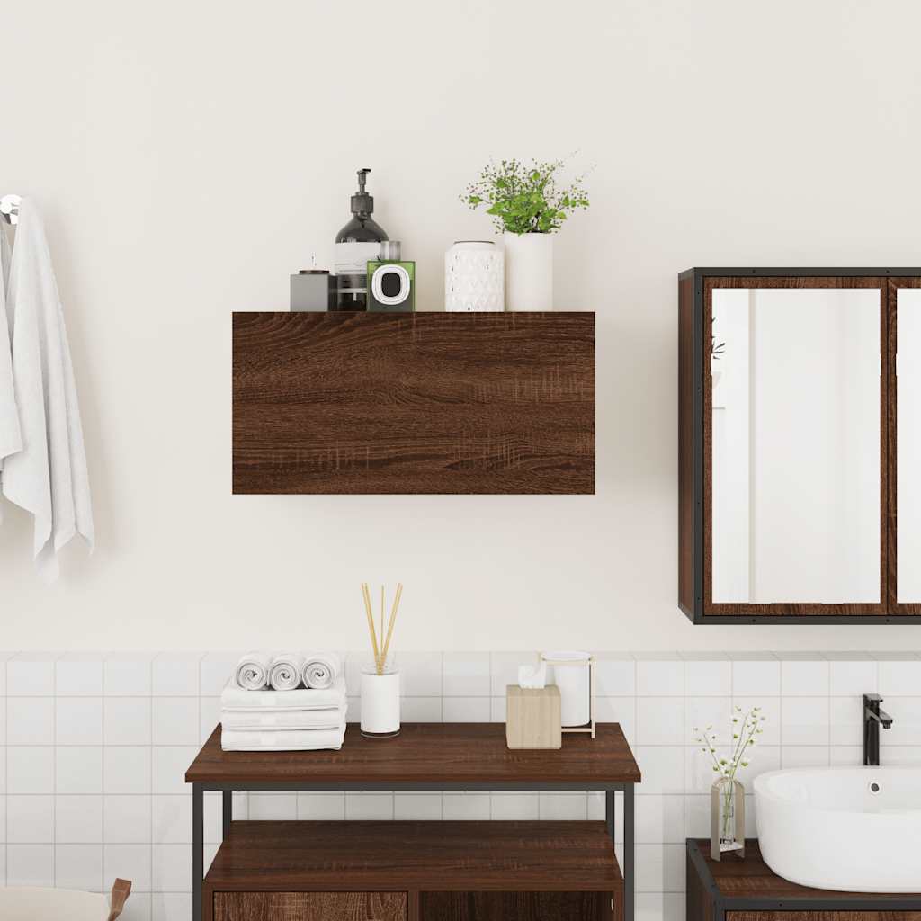 Armadietto Bagno Rovere Marrone 60x25x30cm in Legno Multistrato