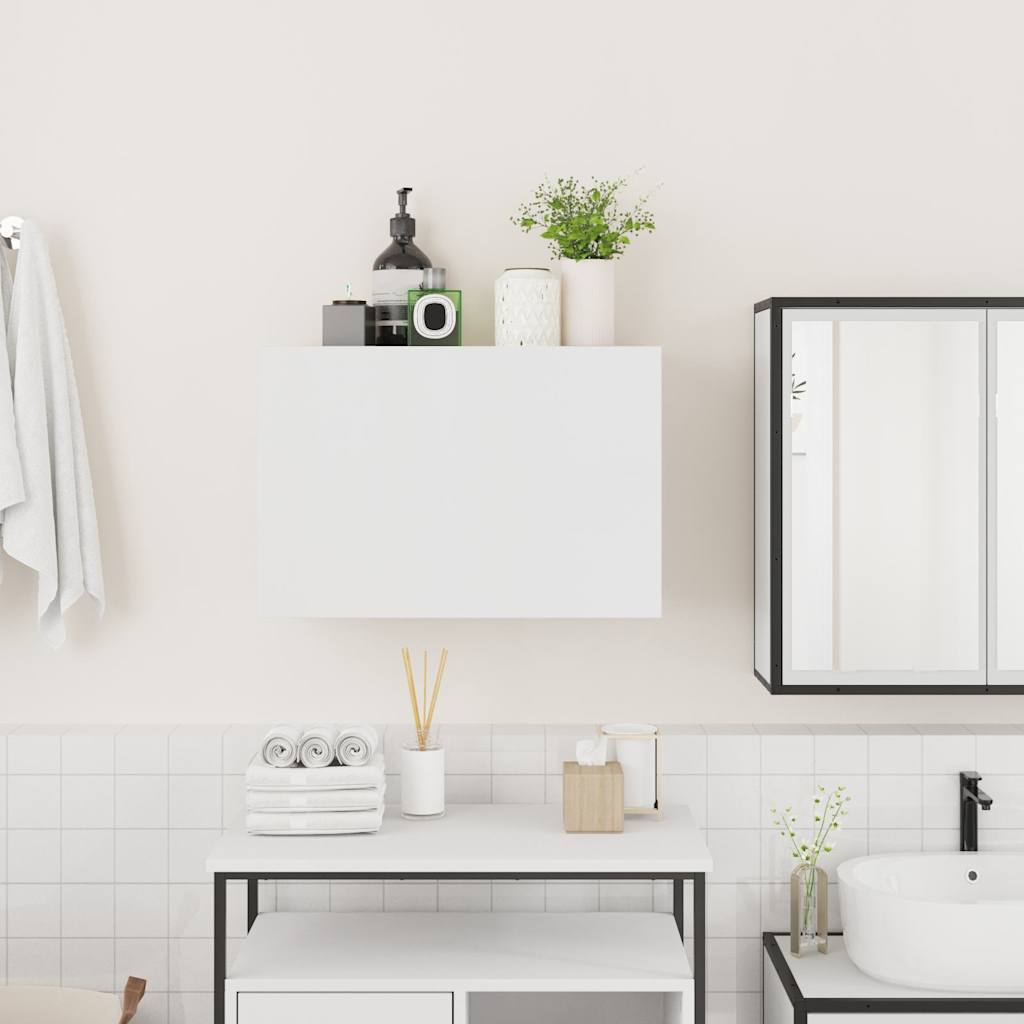Mobile da Bagno a Parete Bianco 60x25x40cm in Legno Multistrato