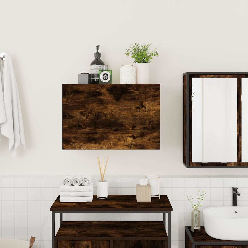 Armadietto Bagno Rovere Fumo 60x25x40 cm in Legno Multistrato