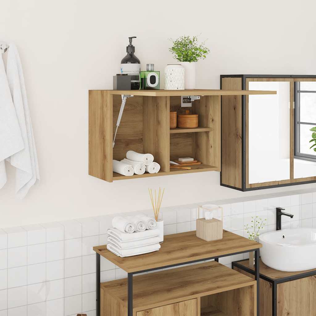 Mobiletto da Bagno Rovere Artigianale 60x25x40 cm Truciolato