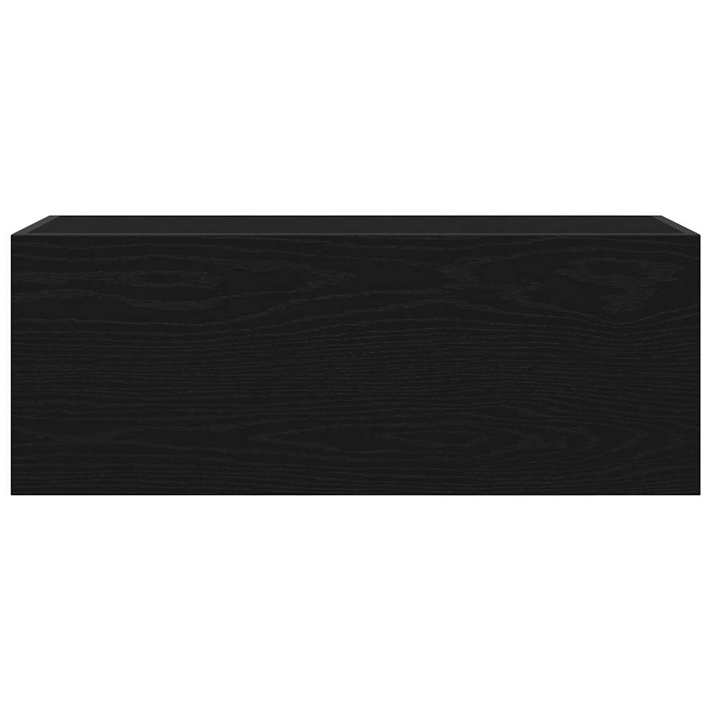 Mobile da Bagno a Parete Nero 80x25x30 cm in Legno Multistrato