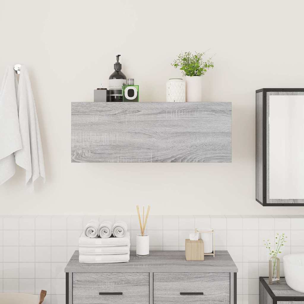 Mobile da Bagno Grigio Sonoma 80x25x30 cm in Legno Multistrato