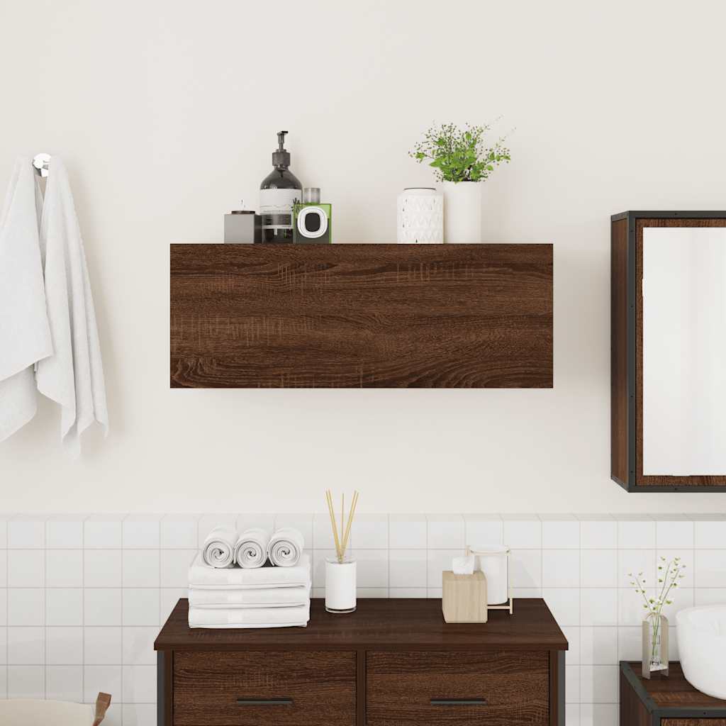 Armadietto Bagno Rovere Marrone 80x25x30cm in Legno Multistrato