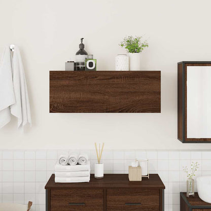 Armadietto Bagno Rovere Marrone 80x25x30cm in Legno Multistrato