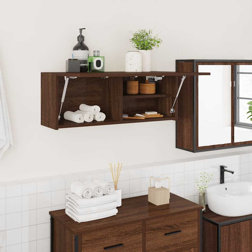 Armadietto Bagno Rovere Marrone 80x25x30cm in Legno Multistrato